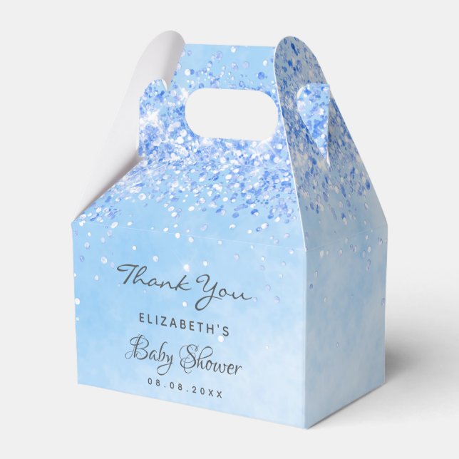 Caja Para Regalos purpurina azul claro Baby Shower polvo chico graci (Front Side)