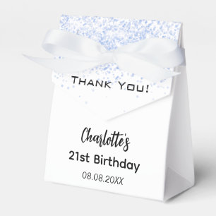 Caja Para Regalos Purpurina azul claro blanco destellos nombre graci