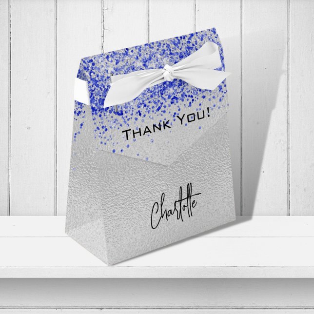 Caja Para Regalos Purpurina azul real plateado destellos nombre grac (Subido por el creador)