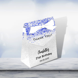 Caja Para Regalos Purpurina azul real plateado destellos nombre grac