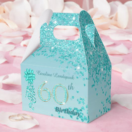 Caja Para Regalos Purpurina azul verde azulado y cinta de opciones 6