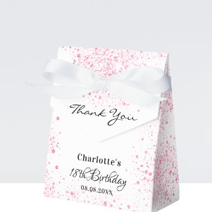 Caja Para Regalos Purpurina blanco rosado de cumpleaños gracias