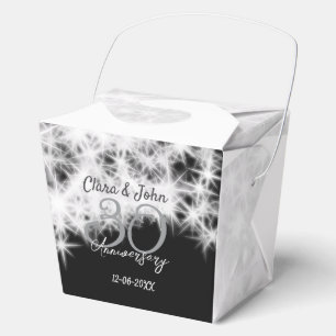 Caja Para Regalos Purpurina de aniversario de 30 bodas gris plateado