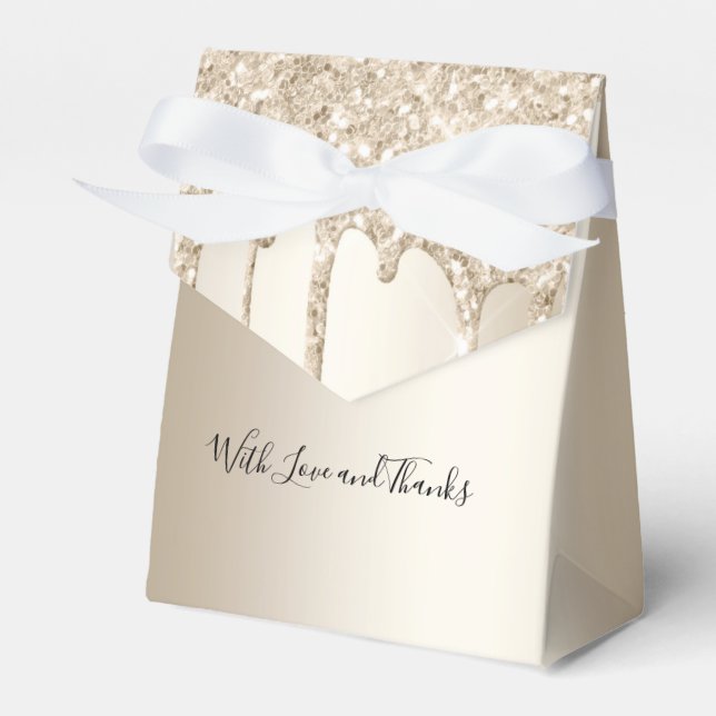 Caja Para Regalos Purpurina de champaña gotea Boda Purpurina de Drip (Front Side)