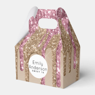 Caja Para Regalos Purpurina de goteo Sweet16 Rosa Oro Rosa 16º Fiest