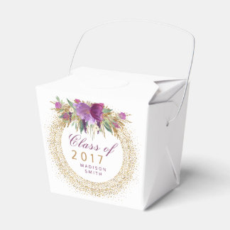 Caja Para Regalos Purpurina de Graduación Acuarela Flor Dorado Confe