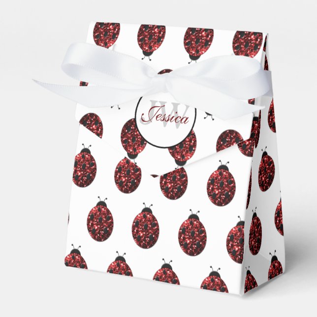Caja Para Regalos Purpurina de imitación rojo oscuro rompe Monograma (Front Side)