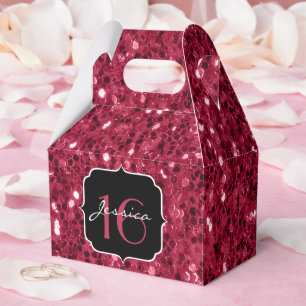 Caja Para Regalos Purpurina de imitación rosa magenta oscuro chispas