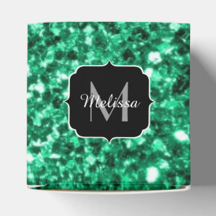 Caja Para Regalos Purpurina de imitación verde esmeralda enciende Mo