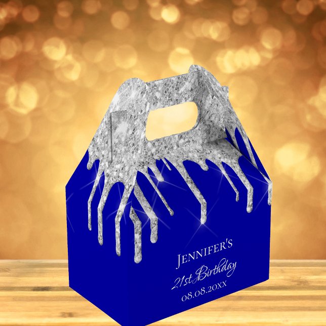 Caja Para Regalos Purpurina de la plata azul real de cumpleaños grac (Subido por el creador)