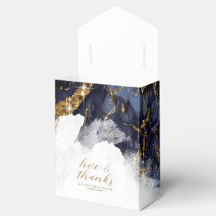 Caja Para Regalos Purpurina de mármol Boda Navy Blue Gold ID644