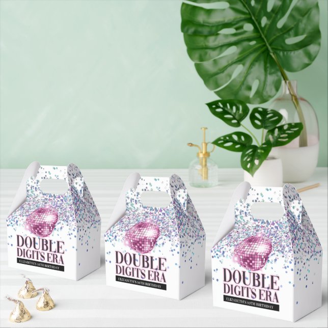 Caja Para Regalos Purpurina de moda Disco Doble Dígito Era Cumpleaño (Múltiple)