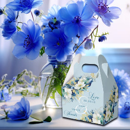 Caja Para Regalos Purpurina de oro azul turbio Boda floral