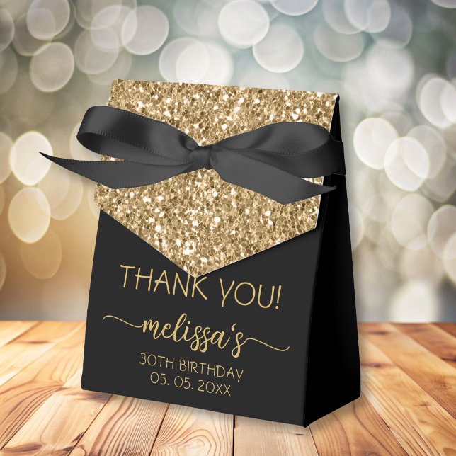 Caja Para Regalos Purpurina De Oro De Cumpleaños Guión Monograma Gra (Subido por el creador)