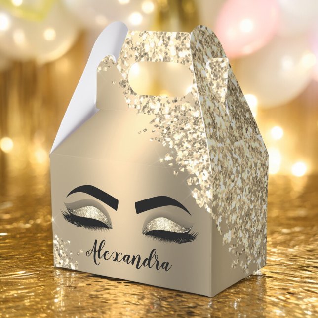 Caja Para Regalos Purpurina de oro Esparkle Eyelashes Monograma Nomb (Subido por el creador)