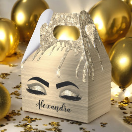 Caja Para Regalos Purpurina de oro Esparkle Eyelashes Monograma Nomb