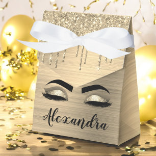 Caja Para Regalos Purpurina de oro Esparkle Eyelashes Monograma Nomb