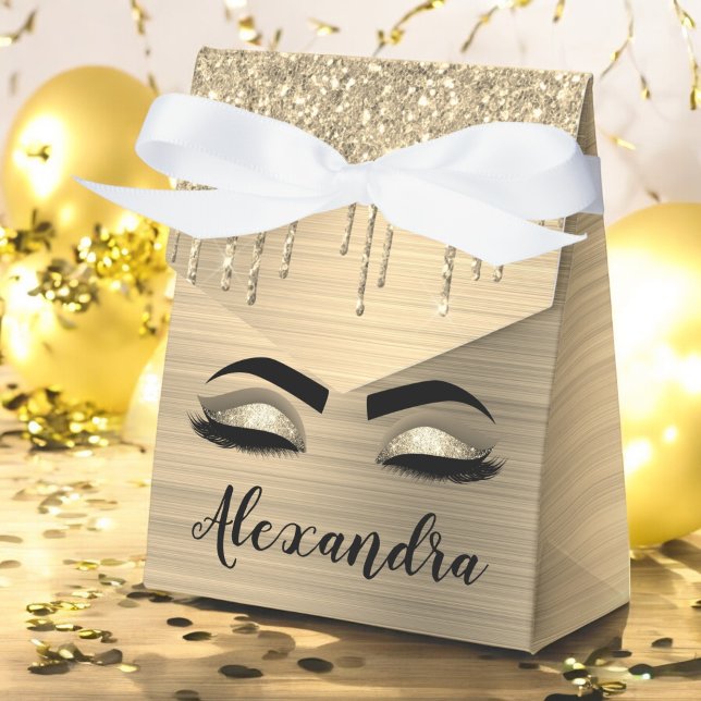 Caja Para Regalos Purpurina de oro Esparkle Eyelashes Monograma Nomb (Subido por el creador)