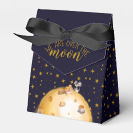 Caja Para Regalos Purpurina de oro, luna de queso, ducha de bebé