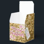 Caja Para Regalos Purpurina de oro navidades<br><div class="desc">¡Tan único como tus Navidades regalos! Purpurina de oro con pegatina de Feliz Navidad y una etiqueta blanca para personalizar!</div>