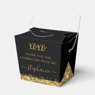 Caja Para Regalos Purpurina de oro negro Confetti Mini Favor de extr