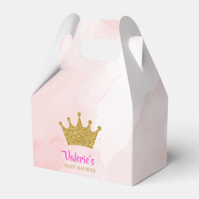 Caja Para Regalos Purpurina de oro Princesa Baby Shower (Front Side)