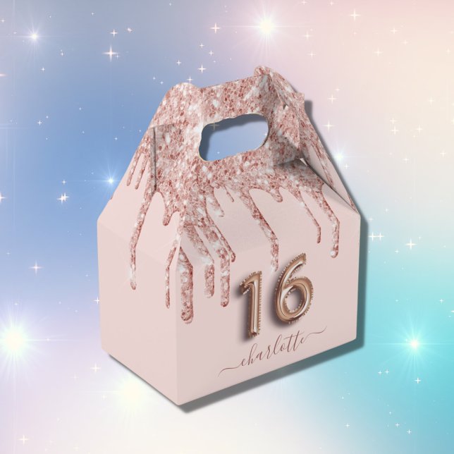 Caja Para Regalos purpurina de oro rosa rosa rosa rosado de 16 años  (Subido por el creador)