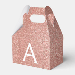 Caja Para Regalos Purpurina de oro rosa y monograma de espuma