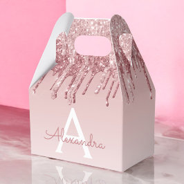 Caja Para Regalos Purpurina de oro rosa y monograma de espuma