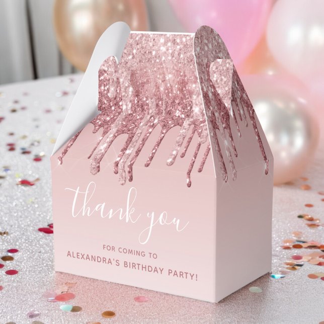 Caja Para Regalos Purpurina de oro rosa y monograma de espuma (Subido por el creador)