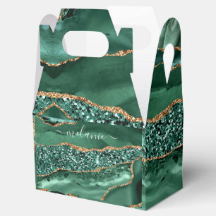 Caja Para Regalos Purpurina de oro verde Emerald Custom Name Gift Bo
