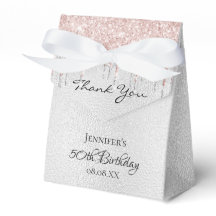 Purpurina de plata de cumpleaños rosa oro gracias