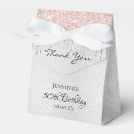 Caja Para Regalos Purpurina de plata de cumpleaños rosa oro gracias 