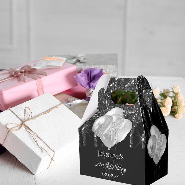 Caja Para Regalos Purpurina de plata negra de fiesta de cumpleaños g (Subido por el creador)
