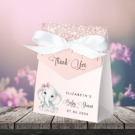 Caja Para Regalos purpurina del rosa elefante de Baby Shower, gracia