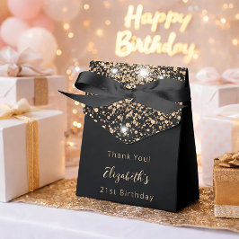 Caja Para Regalos Purpurina negro de la fiesta de cumpleaños, gracia