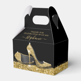 Caja Para Regalos Purpurina negro elegante de tacones altos de oro G