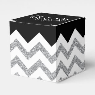 Caja Para Regalos Purpurina negro y plateado Boda Sr. y Sra.