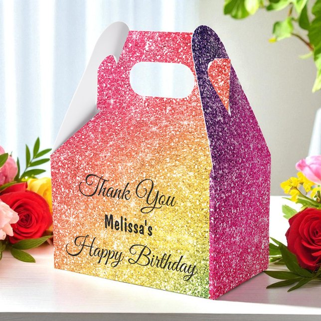 Caja Para Regalos Purpurina Oro Amarillo Rosa Gracias (Subido por el creador)