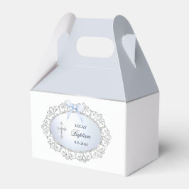 Caja Para Regalos Purpurina plateado Marco azul Baptismo Pequeño Gab