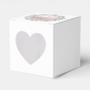 Caja Para Regalos Purpurina plateado marco rosado bautismo corazón
