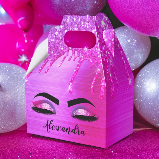 Caja Para Regalos Purpurina púrpura Esparkle Eyelashes Monograma Nom (Subido por el creador)