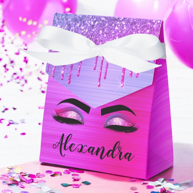 Caja Para Regalos Purpurina púrpura Esparkle Eyelashes Monograma Nom (Subido por el creador)
