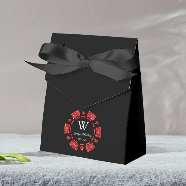 Caja Para Regalos Purpurina rojo Poker Chip Casino Boda (Subido por el creador)