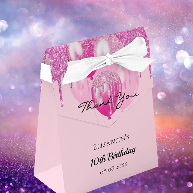 Caja Para Regalos Purpurina rosa de cumpleaños gotea globos chica (Subido por el creador)