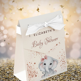 Caja Para Regalos purpurina rosa dorado rosa elefante de Baby Shower