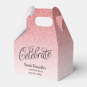 Caja Para Regalos Purpurina Rosa Ombre Personalizado Favor De Cumple