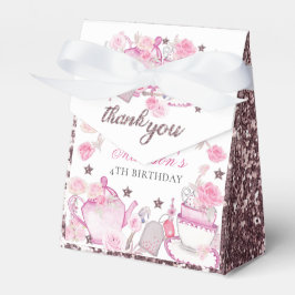 Caja Para Regalos Purpurina rosa personalizado Fiesta de té acuarela