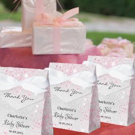 Caja Para Regalos purpurina rosa plateado chica de Baby Shower graci