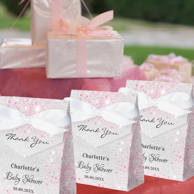 Caja Para Regalos purpurina rosa plateado chica de Baby Shower graci (Subido por el creador)